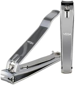 Vega Large Nail Clipper 1 Piece for Men & Women | Stainless Steel Nail Trimmer for Fingernails & Toenails | Durable Nail Cutter with Anti-Slip Grip | Professional Manicure Pedicure Kit Tool, (LNC-01)