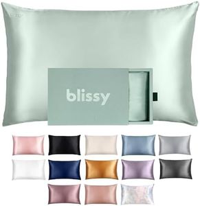 Blissy Silk Pillowcase - 100% Pure Mulberry Silk - 22 Momme 6A High-Grade Fibers - Satin Pillow Cover for Hair & Skin - Regular, Queen & King with Hidden Zipper (King, Matcha)