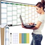 2025 Wall Planner Set 118x42cm Thick Rolled Laminated Calendar with Marker Stickers & Adhesive Mounting Pads Family School Office Black by Glacient