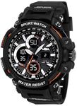 V2A Analog-Digital Men's Plastic Watch (Black Dial, Black Colored Strap)