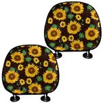 Showudesigns 4 Pack Car Headrest Covers Sunflower Print Auto Head Rest Cover Decorative Headrest Cushion Case Headrest Sleeve for Truck Van SUV 4pcs