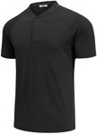 COOFANDY Men's Quick Dry Golf Polo Shirts Short Sleeve Henley Shirt Active Athletic Collarless Sports T Shirts