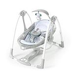 Ingenuity ConvertMe 2-in-1 Compact Portable Automatic Baby Swing & Infant Seat, Battery-Powered Vibrations, Nature Sounds, 0-9 Months 6-20 lbs (Nash)