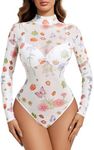 Avidlove Womens Printed Tulle Bodysuit Sexy Mesh Teddy Tops