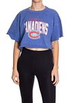 Calhoun NHL Surf & Skate Womens Oversize Drop Shoulder Acid Wash Cropped T-Shirt (Small/Medium, Montreal Canadiens)