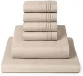 Mellanni Queen Sheets Set - 6 PC Iconic Collection Bedding Sheets & Pillowcases - Luxury, Ultra Soft, Cooling Bed Sheets - Deep Pocket up to 16 inch - 6 PC (Queen, Burnt Sand w/Extra Pillow Cases)