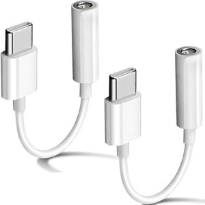 2 Pack USB C to 3.5mm Headphone Jack Adapter Type C Port Audio Aux Cable Dongle Compatible with iPhone 17/16/15/15 Plus/15 Pro/15 Pro Max/iPad/Pixel, Samsung Galaxy S23 S22 S21 S20 Ultra Z Flip/Note