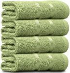 Towelogy® Luxury Egyptian Cotton Face Cloth Flannel Fingertip Towels Set 500 GSM Supersoft and Highly Absorbent Washcloths 30x30 cm (Pack 4, Green)