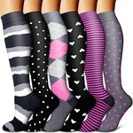 BLUEENJOY Copper Compression Socks Women & Men (6 pairs) - Best for Running, Hiking, Recovery & Flight Socks