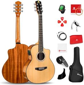 Vangoa 36-Inch Acoustic Electric Guitar Kit, 3/4 Size Cutaway Guitar Bundle with Gig Bag for Kids Beginners, Natural Cedar Top