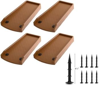 LOSTRONAUT 17 Inch Downspout Splash Block and Rain Gutter Extender - 4-Pack Downspout Diverter Attachment for Home Foundation and Landscape Protection - Includes 8 Hard Plastic Stakes, Brown