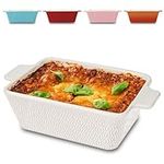 Ceramic Casserole Dish for 2 People - For Lasagna, Tiramisu & Casserole - Extra High Rim - Square - White