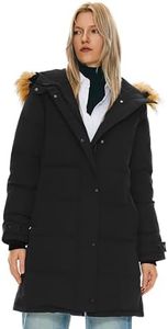 Orolay Women's Thickened Down Coat Long Puffer Jacket with Adjustable Hood Quilted Warm Winter Parka Black XX-Large