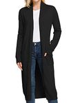 GRACE KARIN Women's Long Open Front Drape Lightweight Maxi Long Sleeve Duster Cardigan(2XL,Black)