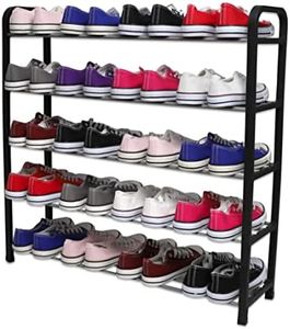1ABOVE 5 Tier Shoe Rack Organiser, Heavy duty storage unit, Quick Assembly No Tools Required, Holds upto 15-20 pairs (BLACK)