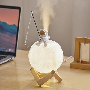 AWNR Astronaut Humidifier Cute Moon Lamp USB Humidifier Cool Mist Humidifier with 3 Color Light Air Humidifier for Living Room Bedroom Office Kids Room