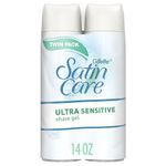 Gillette Satin Care Ultra Sensitive Shave Gel Twin Pack, 198g