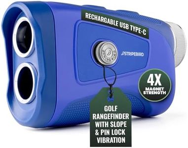 Stripebird - Pro Tour Golf Rangefinder with Slope (Blue) - Range Finder Golf with Ultra-Strength Magnet - Laser Rangefinder w/Slope Technology & Flag Pole Lock Vibration - Golf Range Finder