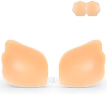 Niidor Adhesive Bra Strapless Sticky Invisible Push up Wing-Shape Silicone Bra for Backless Dress with Nipple Covers（C Cup） Pink