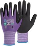 KAYGO Safety Work Gloves MicroFoam Nitrile Coated-3 Pairs, KG18NB,Seamless Knit Nylon Glove with Black Micro-Foam Nitrile Grip,Ideal for General Purpose,Automotive,Home Improvement, M,Purple