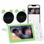 BOIFUN Split Screen Video Baby Monitor WiFi, 2 Cameras, Smartphone APP Control & LCD Monitor, 4.3'' 4X Zoom, AI Motion & Sound Detection, 1080P Smart (Monitor para Bebe), Area Alarm, Video Recording