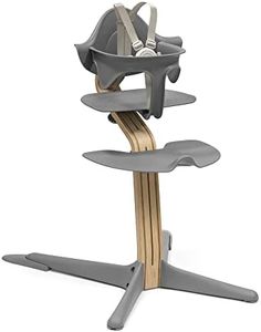 Stokke Nomi High Chair, Grey/Oak - Inspires Active Sitting - Tool-Free, Seamless Adjustability - Includes Baby Set with Removable Harness for Children 6-24 Months