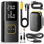 ZUNE LOTOO Tire Inflator Portable Air Compressor, 150PSI 9000mAh Rechargeable Air Pump for Car Tires with Digital Pressure Gauge & LED Light DC 12V Cable for Car Motorcycle Bike Ball Car Accessories