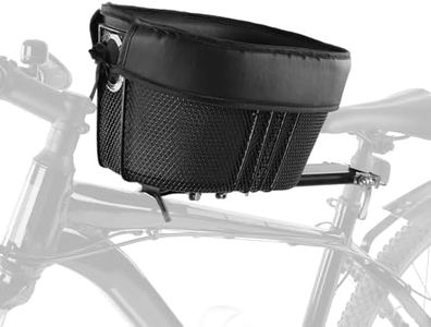 MEFESE Dog Bike Basket Mountain Bike Shopping Basket Portable Cat and Dog Carrier for Bike Front Crossbar with Sponge Liner Safety Strap (Black)