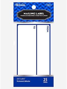 BAZIC Products Mailing Label 4 1/2" x 2 1/2" Self Adhesive Shipping Labels, Easy to Peel Address Labels, Matte White (25/Pack), 24-Packs