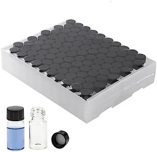 QOAEZK 3ML Clear Glass Sample Vial, Liquid Sampling Sample Glass Bottle, Borosilicate Storage Glass Vial,16 * 33mm, Black 13-425 Polypropylene Screw Cap with PE Liners, Pack of 100