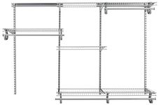 ClosetMaid ShelfTrack Wire Closet Organizer System, Adjustable from 4 to 6 Ft., With Shelves, Clothes Rods, Hardware, Durable Steel, Satin Chrome