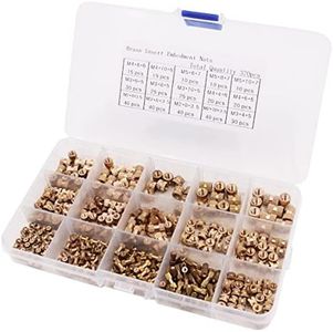 NUZAMAS 370 Pieces Threaded Insert Nut M2 M3 M4 M5 Internal Thread Knurled Nuts Brass Embedded Nuts for Plastic Parts in 3D Printed Parts