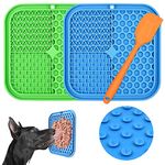 CIICII Lick Mat for Dogs, Dog Slow Feeder Licking Mat with Suction Cups (Green Dog Lick Mat + Blue Lick Mat for Cats + Orange Spatula) for Dog Treats & Cat Food (Anti-Slip, Food Grade Silicone)