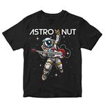 Heybroh Boys' T-Shirt Astronut Shredding His Guitar in Space 100% Cotton Boy's Unisex Regular Fit T-Shirt (Black; 13-14 Years)