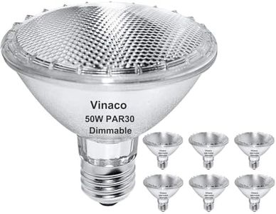 Vinaco PAR30 Halogen Bulb 50W 120V E26 Base, 6 Pack PAR30 Short Neck Halogen Long Lifespan，50W PAR 30 Dimmable 3000k Warm White，High Out PAR 30 Flood Light Instead for Flood Light Bulb Outdoor.…