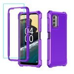 for Nokia C300 Case/Nokia G100 Case with Screen Protector,Nokia C300 Phone Case N155DL Front Back Full Body Protection,Nokia G100 N150DL Phone Case Frosted PC Back Soft TPU Shockproof Cover Purple