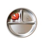 Basil Stainless Steel Plate for Kids - Kids Plates for Food with 3 Compartments - Dinner Plates for Baby - Unbreakable Dinner Plates - Ideal for Birthday, Return Gifting - BPA-Free - Wheel Dino Plate