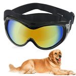 Dog Goggles Dog Sunglasses Pet Glasses Ski Goggles Big Dogs Eye Wear UV Protection with Adjustable Strap for Travel, Skiing and Anti-Fog (Black)