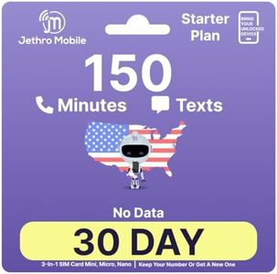 $5/Month Jethro Mobile Prepaid Phone Plan | 150 Minutes 150 Texts | Bring Your Own Phone SIM Card Kit