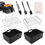 Air Fryer Accessories, Set of 8 for Ninja AF451UK AF300UK AF400UK Tower T17088 Including Silicone Liner & Racks & Paper Lining etc Dual Air Fryer Accessories, Compatible with Oven, Microwave