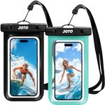 JOTO 2 Pack Water Proof Phone Pouch, Underwater IPX8 Waterproof Phone Case for Swimming, Dry Bag for iPhone 15 14 13 Pro Max, Galaxy S24 S23 Ultra Pixel to 7", Beach Essential -Black & Green