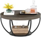 Tribesigns Round Coffee Table, 31.7" Wooden 2-Tier Circle Coffee Table with Storage Shelves, Modern Accent Cocktail Table Center Table for Living Room, Grey