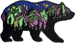 PatchClub Bear and Mountains Adventure Outdoor Patch - 4.7 inches, Colorful Embroidered Cool Iron On/Sew On Patches