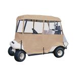 Classic Accessories Fairway Deluxe 4-Sided 4-Person Golf Cart Enclosure, Tan