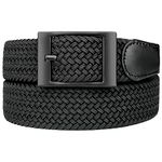 Bluecton Belt Elastic Stretch Woven Braided Belt for Men/Women Plus Size Black Rectangle Business Buckle Size 120cm