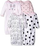 Gerber Unisex Baby Boy and Girls 4-Pack Sleeper Gown, Pink Bunny, Preemie