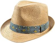 PEAK 2 PEAK Unisex Kids Straw Trilby Fedora Cap Felt Fedora Hat Short Brim Sunhat (Big Boys, Printed Band)