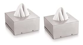 Finality Hotelware Stainless Steel Matt Finish Square Tissue/ Napkin Box or Holder (Set of 2)