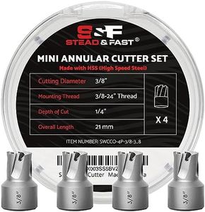 Spot Weld Cutter Kit 4-Pack, Cutting Diameter 3/8", S&F STEAD & FAST High Speed Steel Spot Weld Drill Bit, Annular Cutter for Hand Drill, 3/8" Threaded Shank, 1/4" Depth of Cut