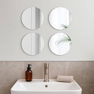 EVIDECO French Home Goods Big Decorative Wall Self Adhesive Shaped Mirrors - Set of 4